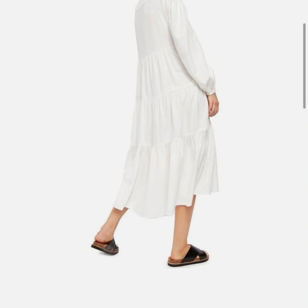 Free People Light Heart Oversized White Tiered Boho Maxi Dress Size S